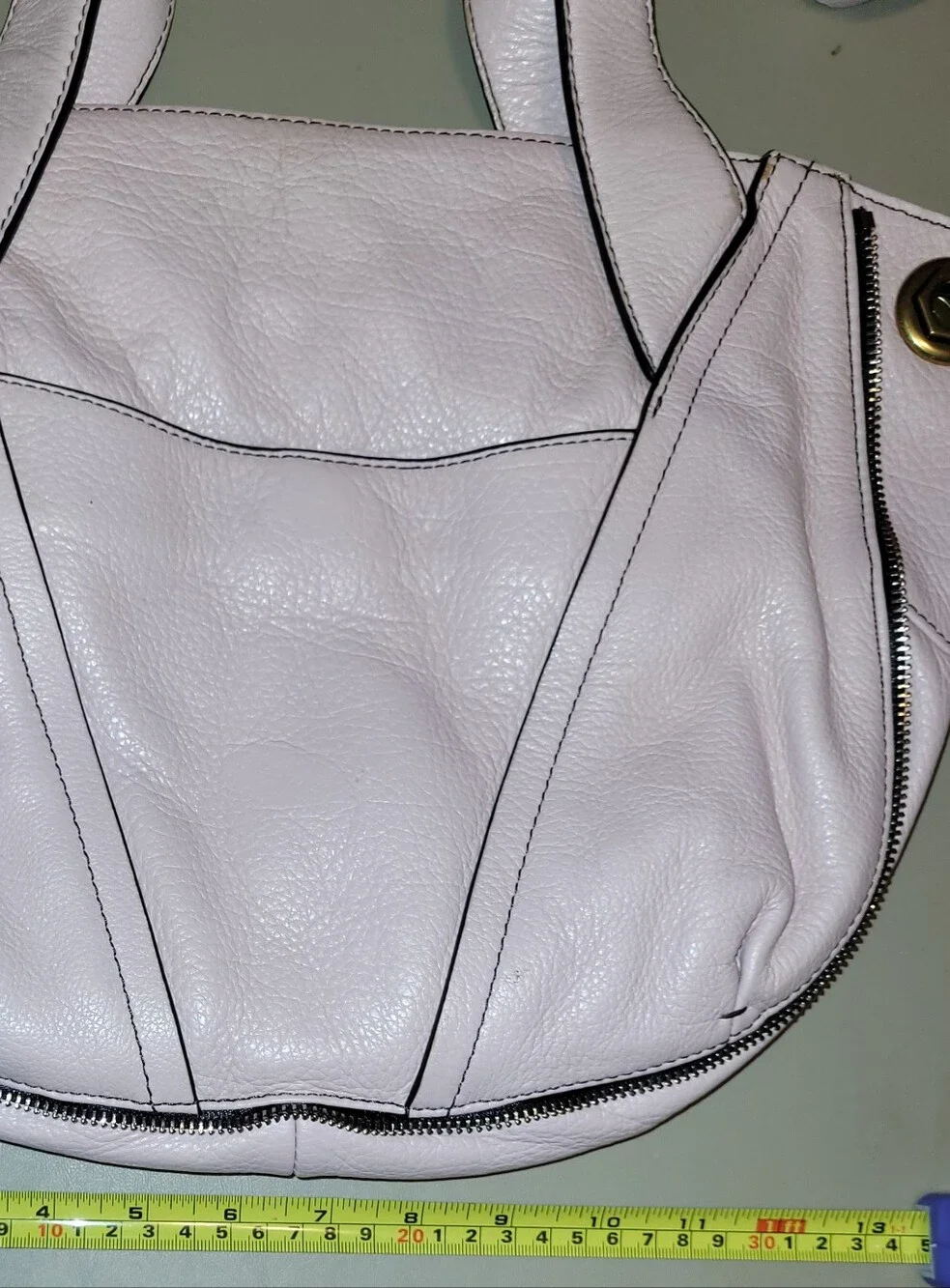Oryany Blush Leather Shoulder Bag with Gold Turn-Lock Top Zip Bag.